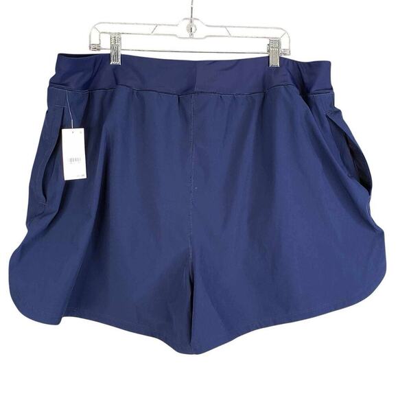 Lands End Swim Shorts Women's Plus Size 2X Navy Blue Lined Pull On UPF 50 New - Picture 2 of 9